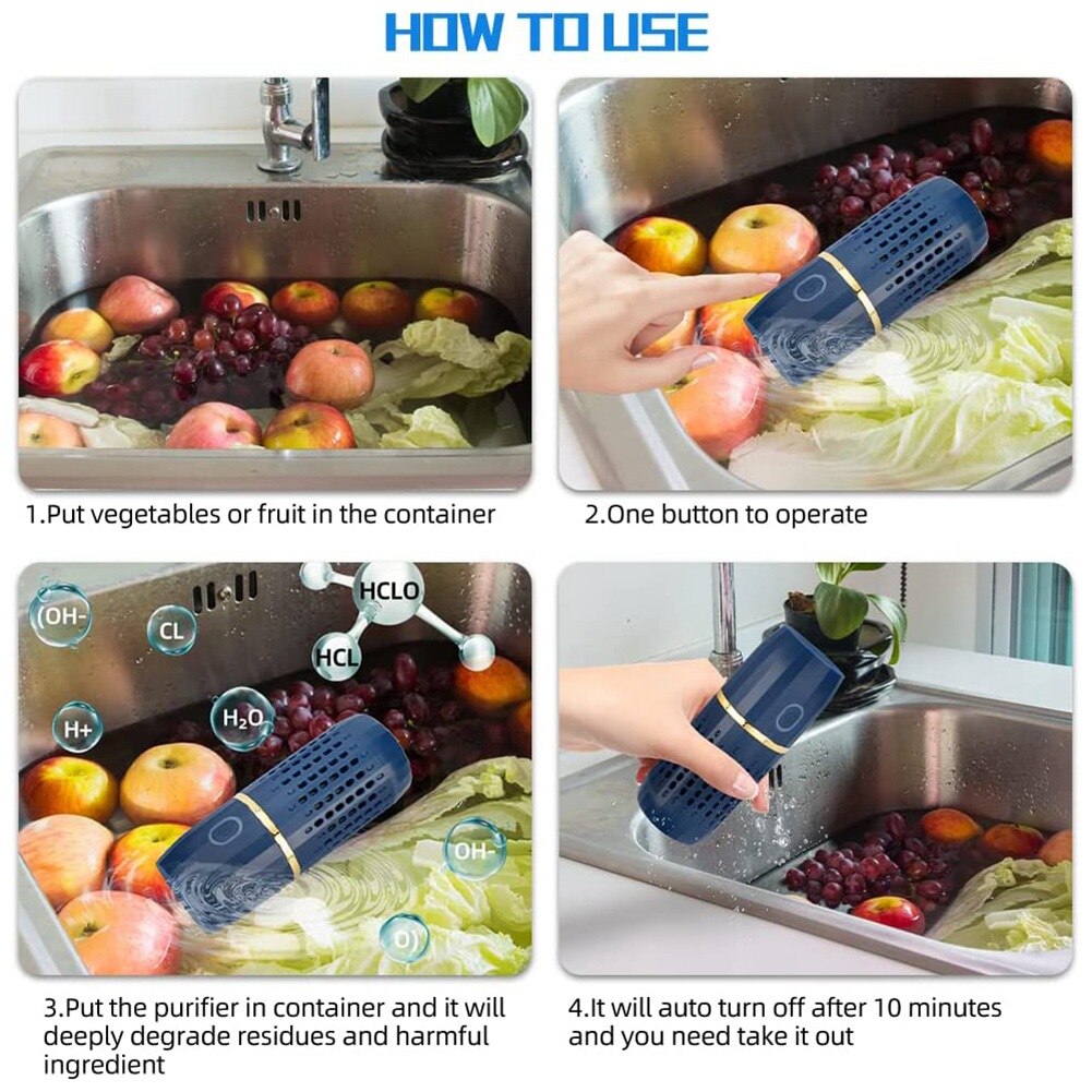 Fruit and Vegetable Washing Machine Cleaner Device USB Rechargeable Food Purifier Automatic Household Cleaning Gadgets